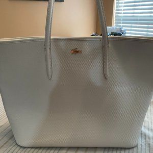 White leather Lacoste tote bag